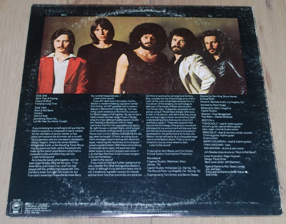 BOSTON "Boston" Debut LP Original 1976 - Image 2 of 3
