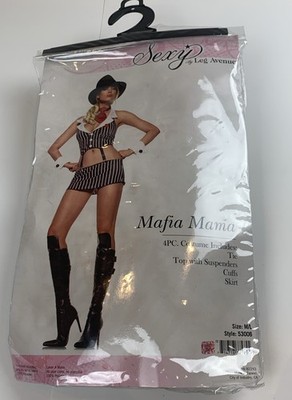 Women's Sexy Mafia Mama Adult Costume Size M/L  Style 53006  Leg Avenue 4 Piece