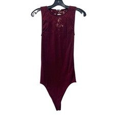  325 NWT Wolford Burgundy Cordovan Sheer Lace Filla Tank Top Bodysuit sz Medium