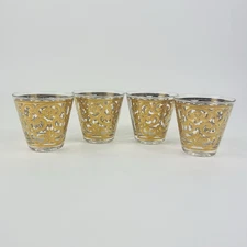 Georges Briard Spanish Gold Double Old Fashioned Cocktail Glasses Set of 4 1960s