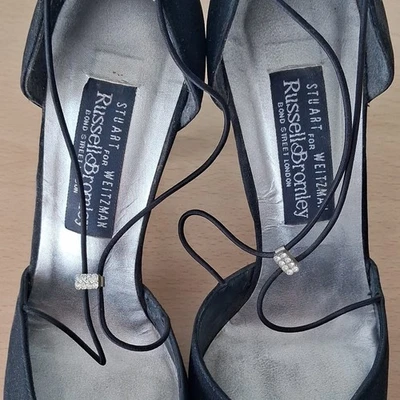 Stuart Weitzman for Russell & Bromley Black Suede Strappy Stiletto UK 7 - Image 1 of 2