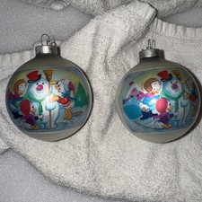 2 x 70s Walt Disney Glass Christmas Ornament Huey Dewey Louie