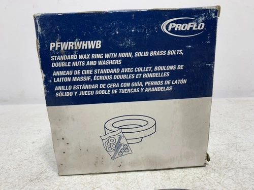 ProFlo PFWRWHWB Wax Ring Kit 1/4"x2-1/4" Brass Bolts - Picture 2 of 4