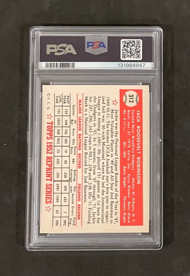 1952 Topps Reprint Brooklyn Dodgers Team Set Jackie Robinson PSA 8 1983 ...