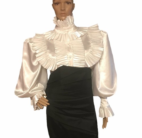 high neck ruffle blouses