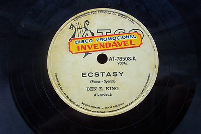 RARE BEN E. KING 78 RPM ECSTASY / YES ATCO AT-78503 BRAZIL 1962