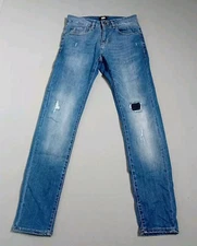 Police Men’s Moriarty Slim Jeans Blue W28 L32 Distressed Activeflex