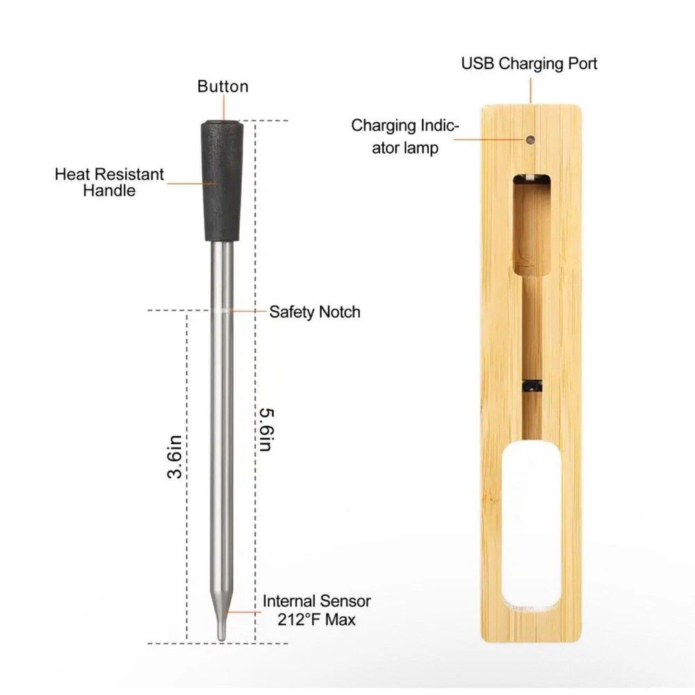 Smart Meat Thermometer with Bluetooth | 165ft Wireless Range - FAST SHIPPING