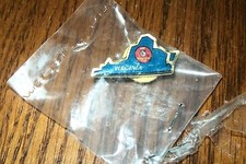 Virginia Blue Lapel Pin in Shape of State of Virginia & Good Sam Club Logo Red