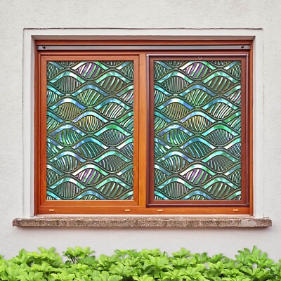 3D Wellen Textur B724 Fenster Folie Druck Aufkleber haften Buntglas UV Block Sin