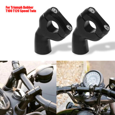 Black Handlebar Bar Riser Clamps Adapter For Triumph Bobber T100 T120 Speed Twin