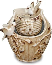 Foreside Home & Garden Distressed Bird Bath Indoor Water Fountain With Pump