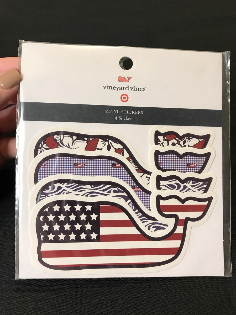 Vineyard Vines Whale Stickers Vinyl 1/4” Americana Hawaiian Waves  NEW