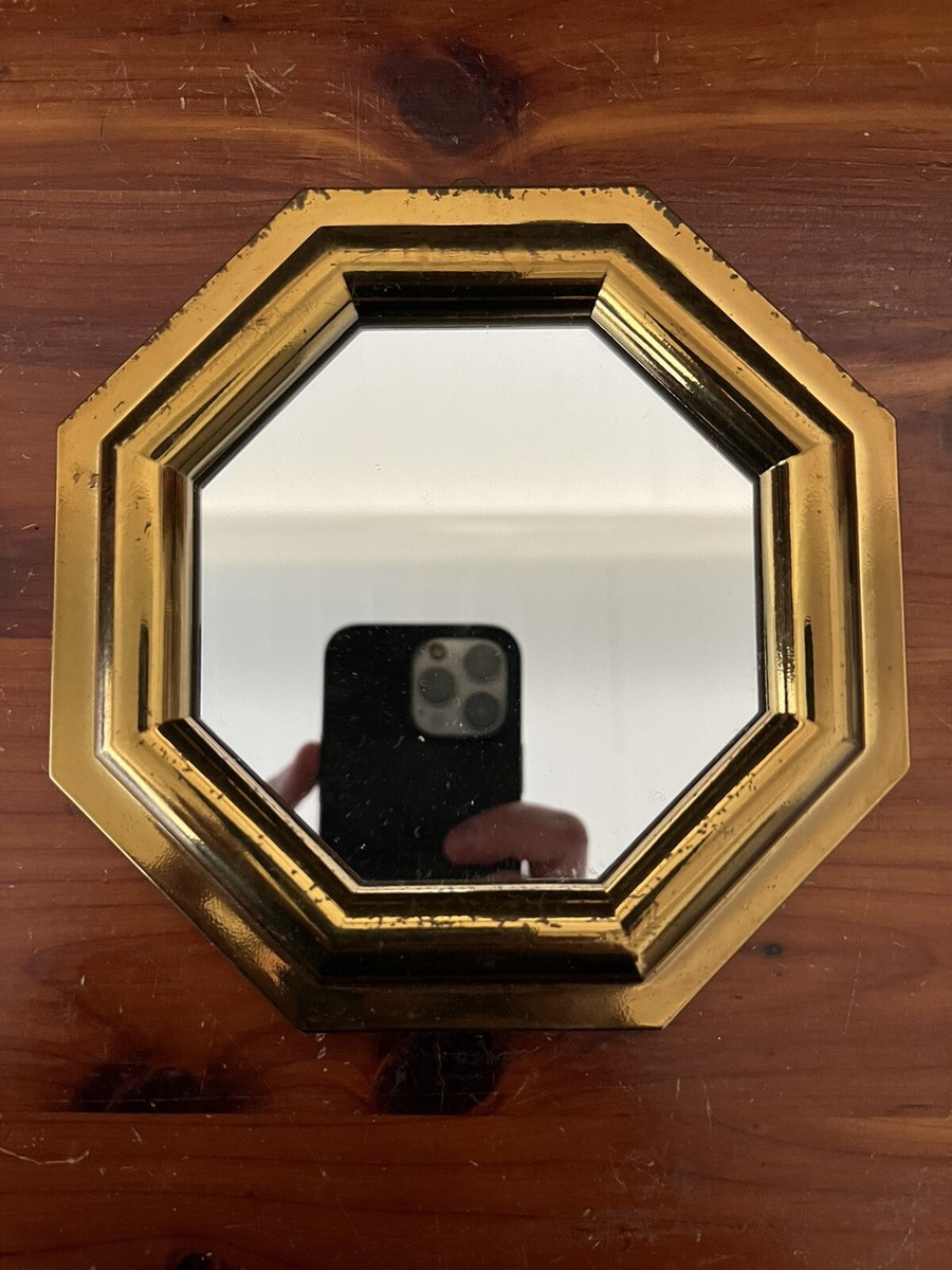 Vintage Burwood Products Co Octagon Gold Hanging Mirror MCM Boho 6 