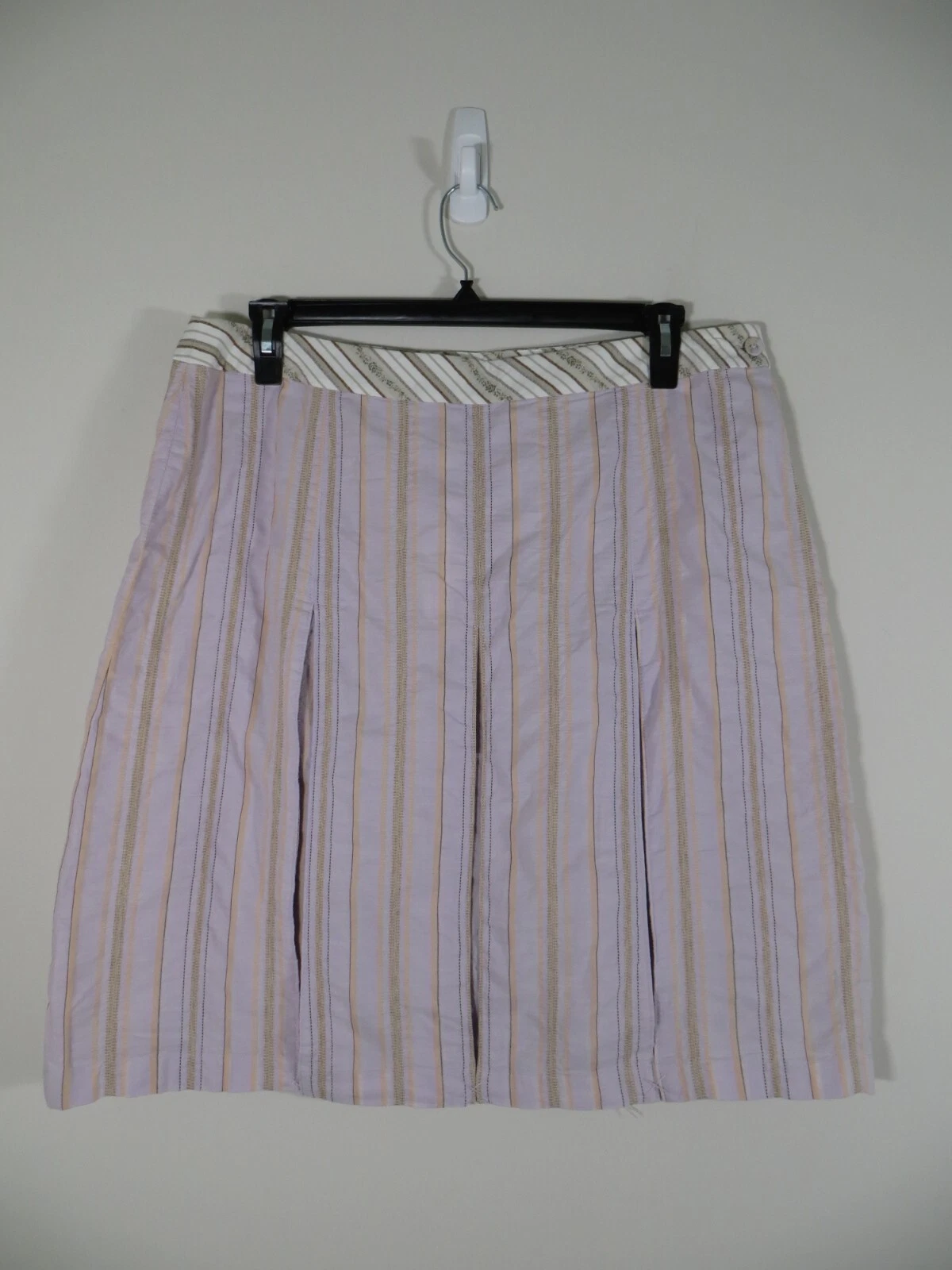 J. Jill Women's Plus Size Cotton Knee Length Skirt Purple Striped Size 18P NWT