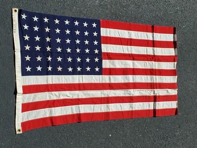 Vtg 48 Star Dettra United States Flag 3' x 5' Bull Dog Wool