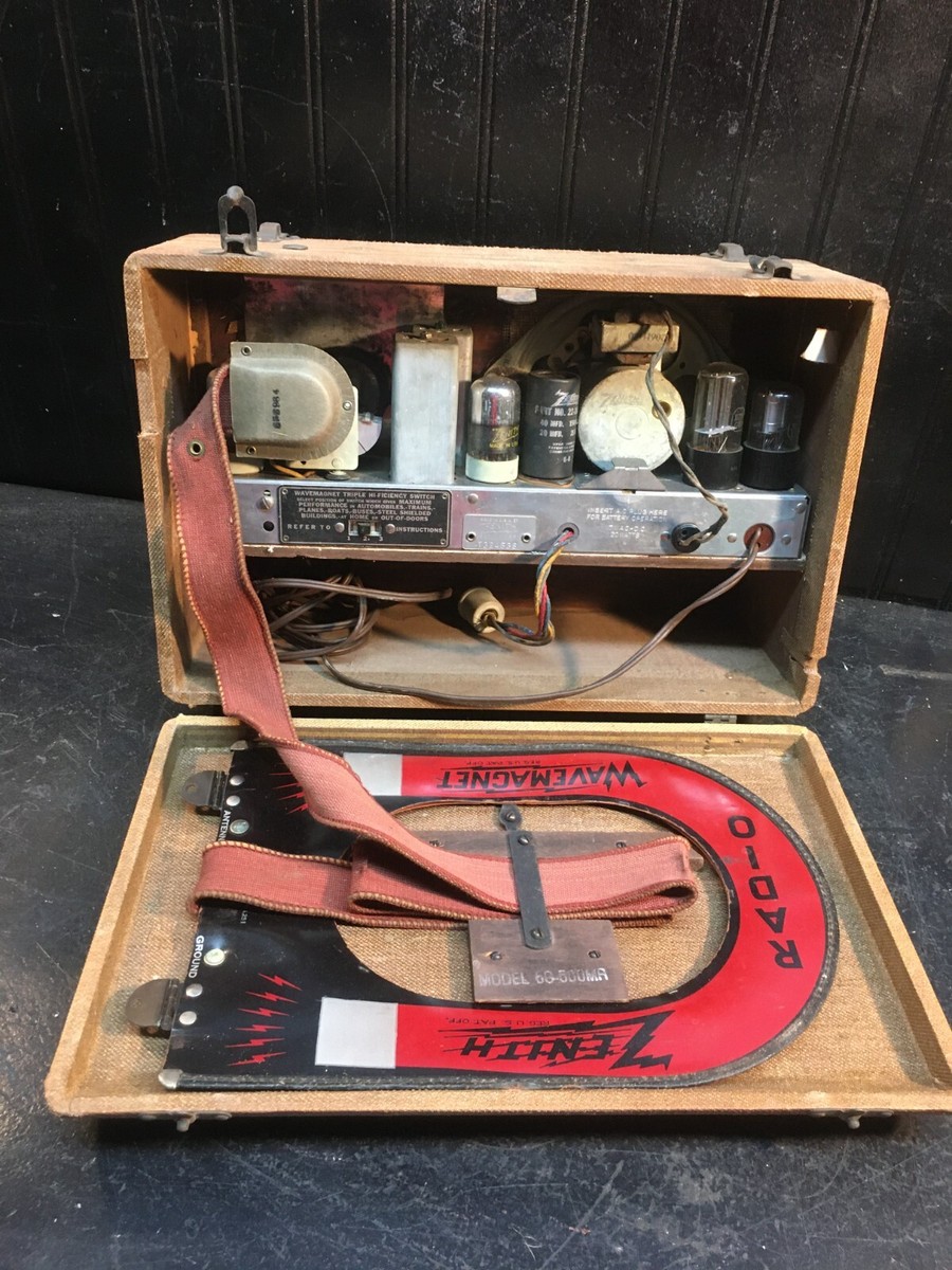 Vintage Zenith Tube Radio Wood Luggage Suit Case 15in x 6in x 9in