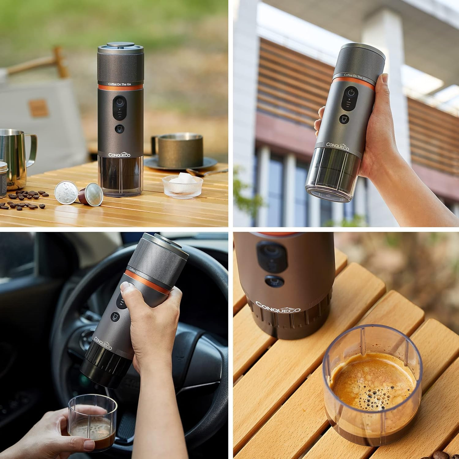 Portable Espresso Maker - 12V Battery-Powered Travel Coffee Machine (White)