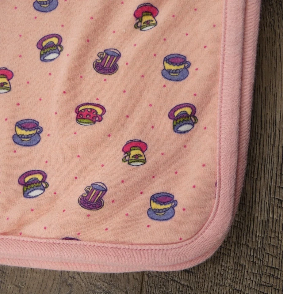Baby Girl Vintage Gymboree Rainbow Tag Pink Tea Cups Blanket VHTF - Image 3 of 4