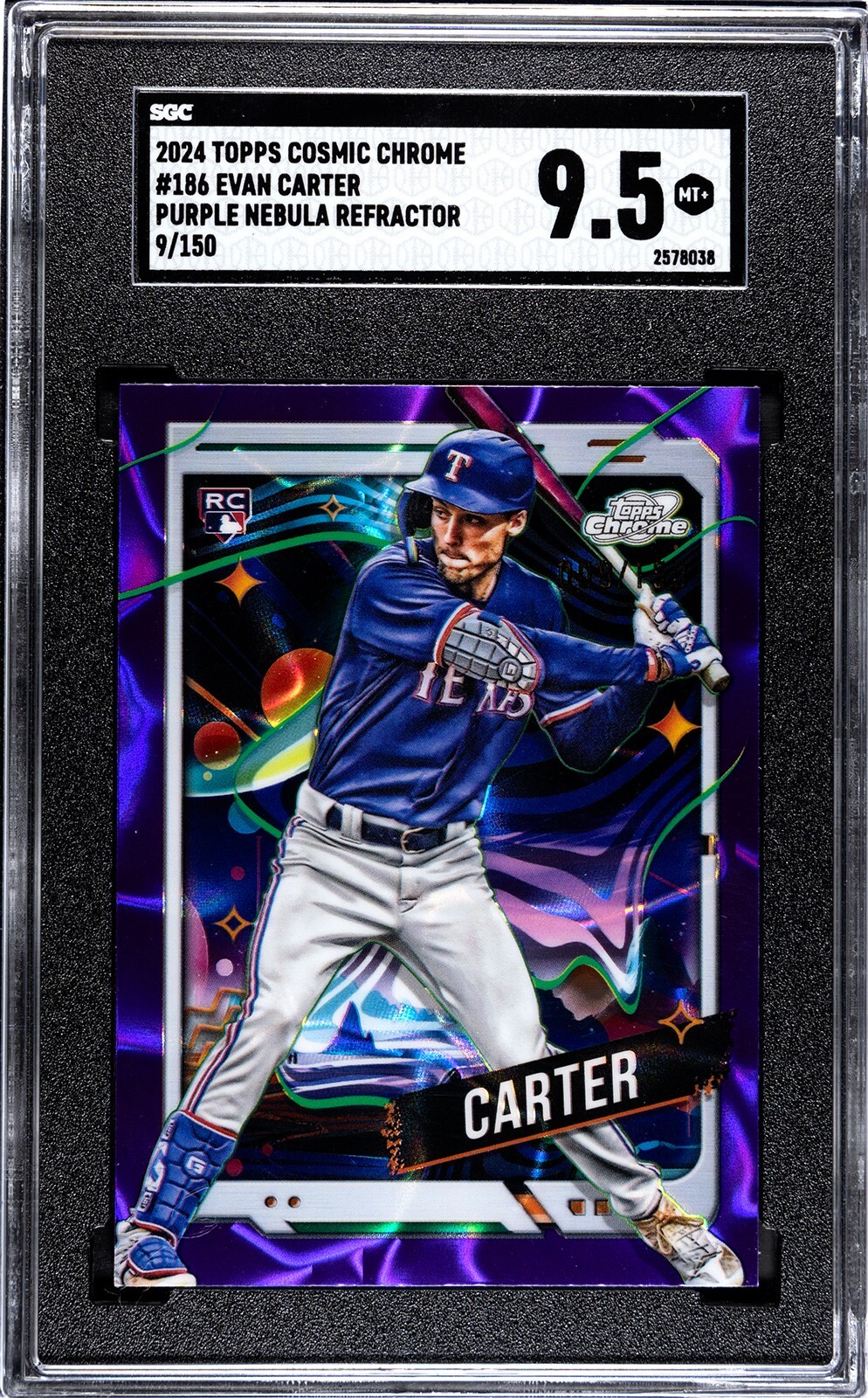 2024 Topps Cosmic Chrome - Purple Nebula Refractor #186 Evan Carter /150 (RC)