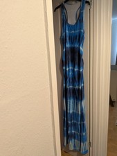 Blue Maternity Dress Bump Hugging Size XL UK 14 Maxi Length