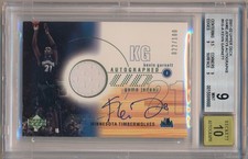 KEVIN GARNETT 2001–02 Upper Deck GAME JERSEYS Autographs /100 BGS 9 AUTO 10