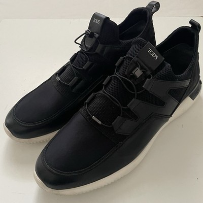 Tod s No_Code Black Mesh Leather Sneakers Men Sz 12 Fits US 13 Made Italy Luxury