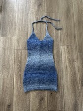 Blue Gradient Ombré Knit Mini Dress