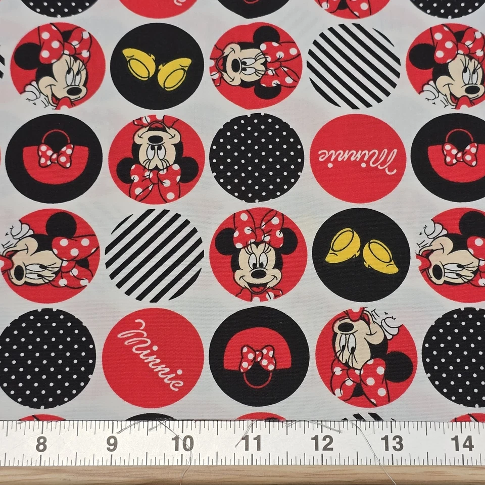 Cotton Quilt Fabric 18"X44" Disney's Minnie Mouse White Black Red Fashion - Image 2 of 3