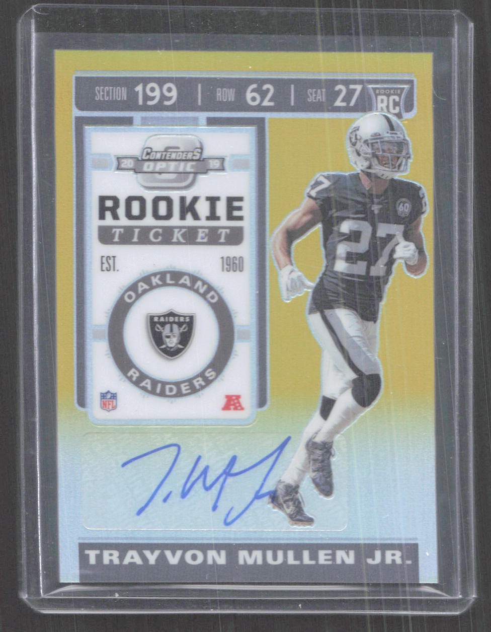 Trayvon Mullen Panini Contenders Optic #163 Autograph Gold
