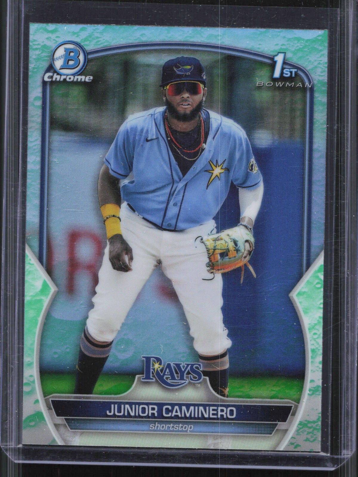 2023 Bowman Chrome Junior Caminero BCP-61 1st Lunar Glow Refractor Rays