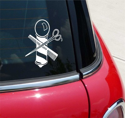 COMB SCISSORS POLE HAIRDRESSER BEAUTICIAN BARBER GRAPHIC DECAL STICKER ART