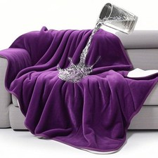 gogobunny Waterproof Bed Blanket, Reversible Sherpa 50x60 inches, Dark Purple