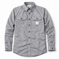Carhartt Mens Long-Sleeve Button-Down Work Shirt, Gray