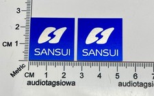 Sansui Speaker Badge Logo Emblem 1 Inch Square Blue Aluminum Self Stick PAIR