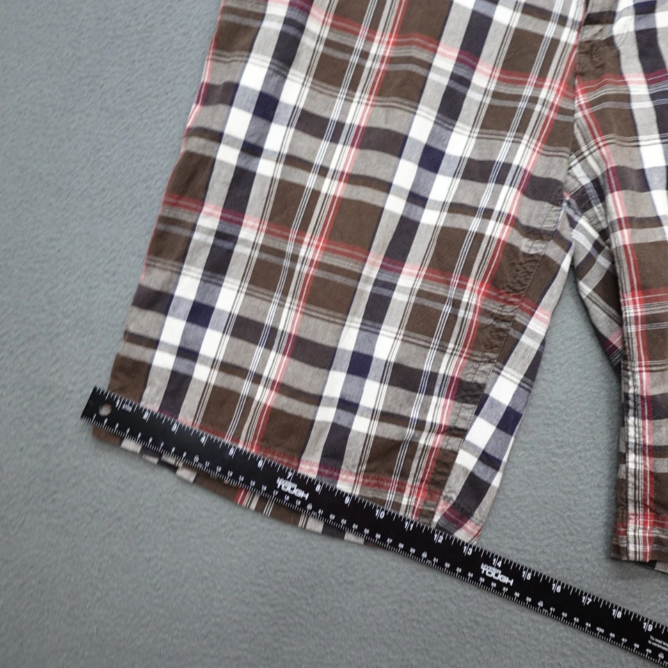 Pantalones Cortos Arizona Jean Co Para Hombre Talla 38x12 Algodón Rojo A Cuadros Bermudas Calce Relajado Foto 4 de 4