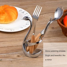 Swan Stainless Steel Coffee Tableware Set Fork Spoon Heart Holder