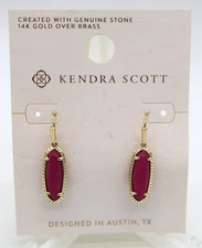 Kendra Scott Eva Drop Earrings Raspberry Sorbet Variegated Magnesite NWT