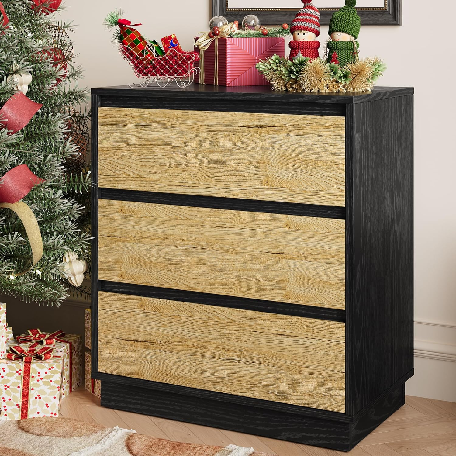 Large Nightstand for Bedroom, Tall End Table with 3 Drawers, Large Bedside Table