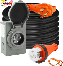 50 Amp 25FT Generator Cord and 50 Amp Power Inlet Box for Home NEMA 14-50P SS2-