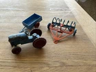 EARLY LESNEY MOKO MATCHBOX TOYS 1948 LARGE SCALE TRACTOR HAY RAKE PLUS TRAILER