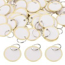 1.2 Inch Metal Rim Key Tags 50 Pack Blank Round Tags Bulk Writable Keychain I