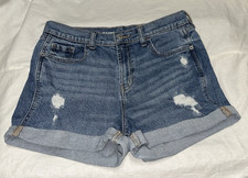 Old Navy Women's Blue Jean Distressed Shorts Mid-Rise Boyfriend Size 6