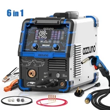 250A Aluminum MIG Welder, 6 in1 Large LED Display 110V/220V Multi Process Welder