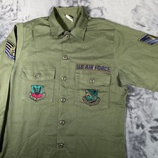 Vintage 70s U.S. Air Force OG-507 Utility Shirt Vietnam Era Patches Military 78