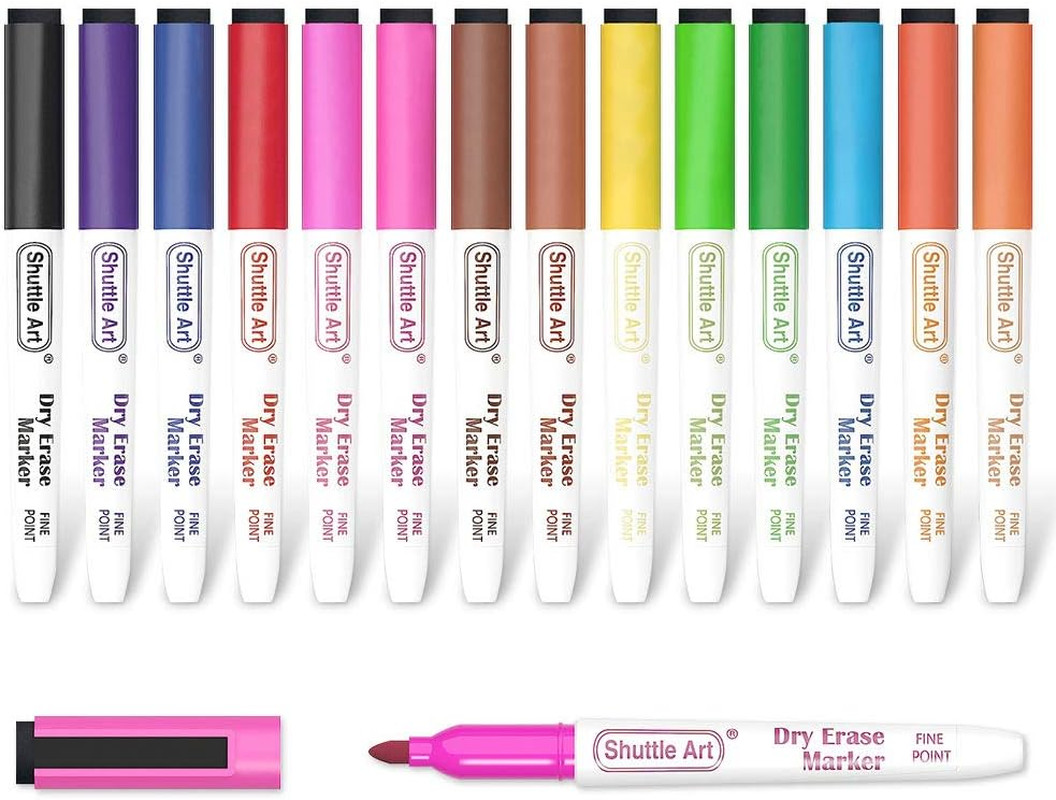 Shuttle Art Dry Erase Markers, 15 Colors Magnetic Whiteboard