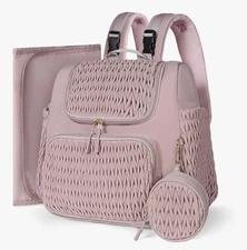 Dusty Rose Quilted Design Baby Diaper Bag Backpack Diaper Bag Changing Pad NEW