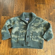 Oshkosh Boys 24 Month Cardigan Sweater Green Camo Grandpa Chunky Knit