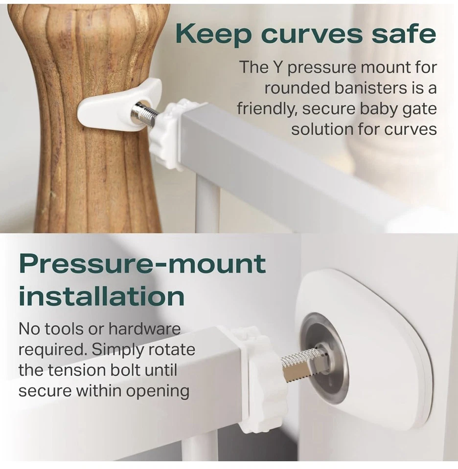 Puerta para bebé Cumbor gris 29,7-46” W X30,5” H montada a presión cierre automático puerta para perro Foto 4 de 4