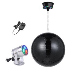 Yescom 16" Large Disco Ball with Motor and Light 6RPM Rotator  Spotlight Black
